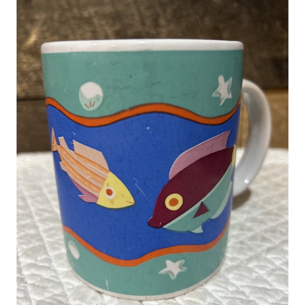 Ceramic‎ Multicolor Fish Design Coffee Mug Set, Decorated, Sea Theme